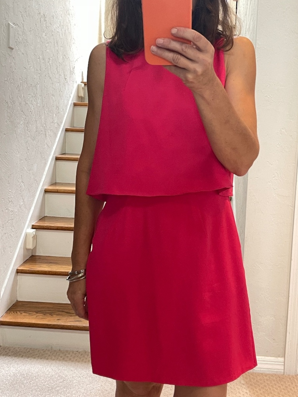 1. State overlay cocktail pink mini dress women M